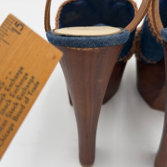 Jessica Simpson Dezzie Mega Wood Platform Sandals Blue Denim JS-DEZZIE Size 9M - Picture 7 of 11
